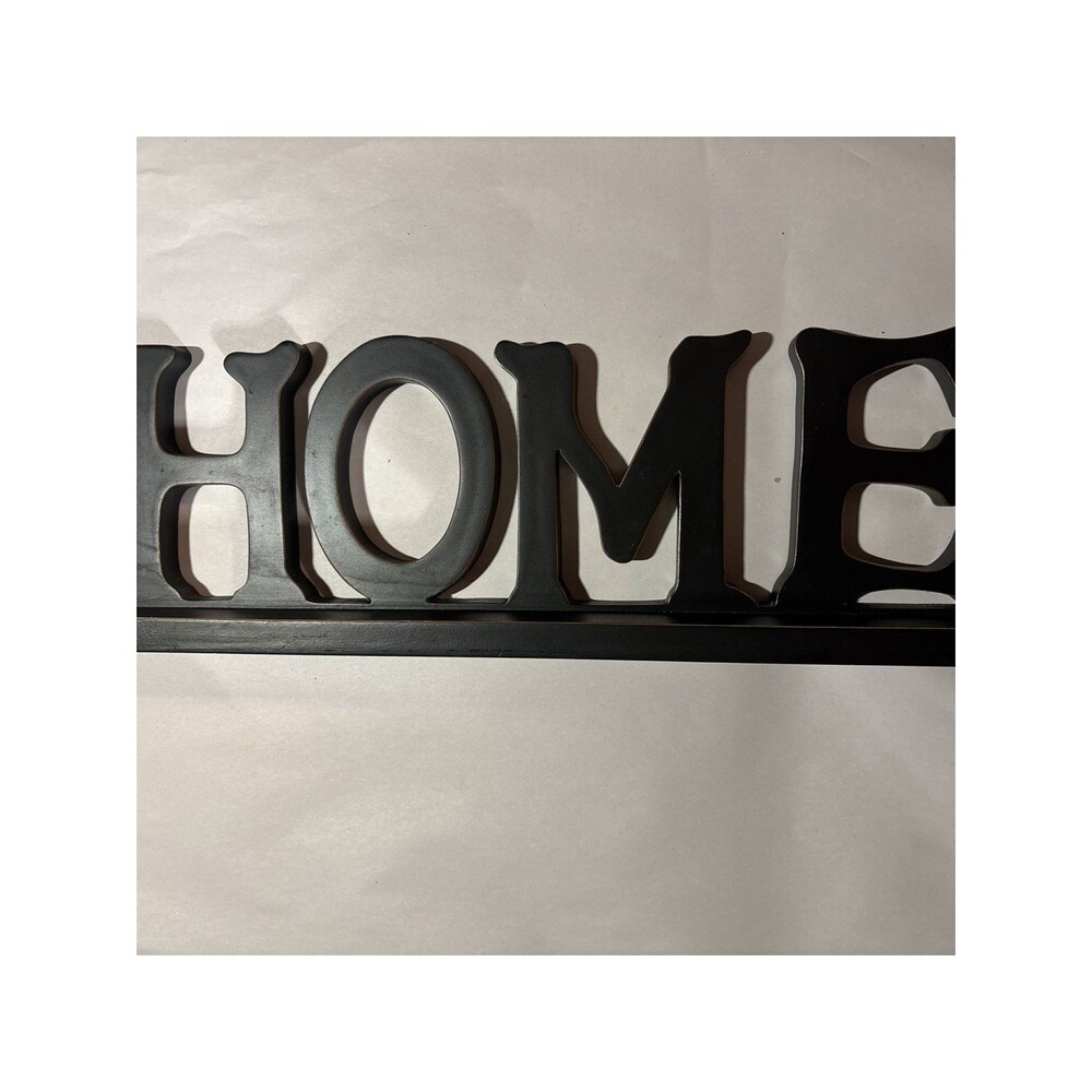 Black Wood HOME Word Sign Freestanding Tabletop Shelf Mantel Decor 21"